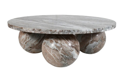 Diro Beige Marmeren 3-bal salontafel rond by PTMD