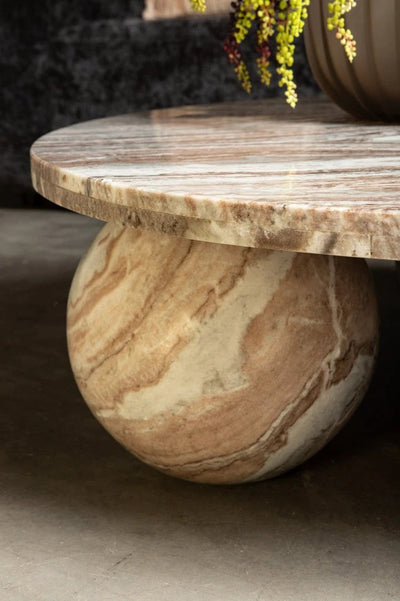 Diro Beige Marmeren 3-bal salontafel rond by PTMD