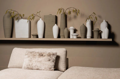 Janettee Beige rechthoekige keramische fles S by PTMD