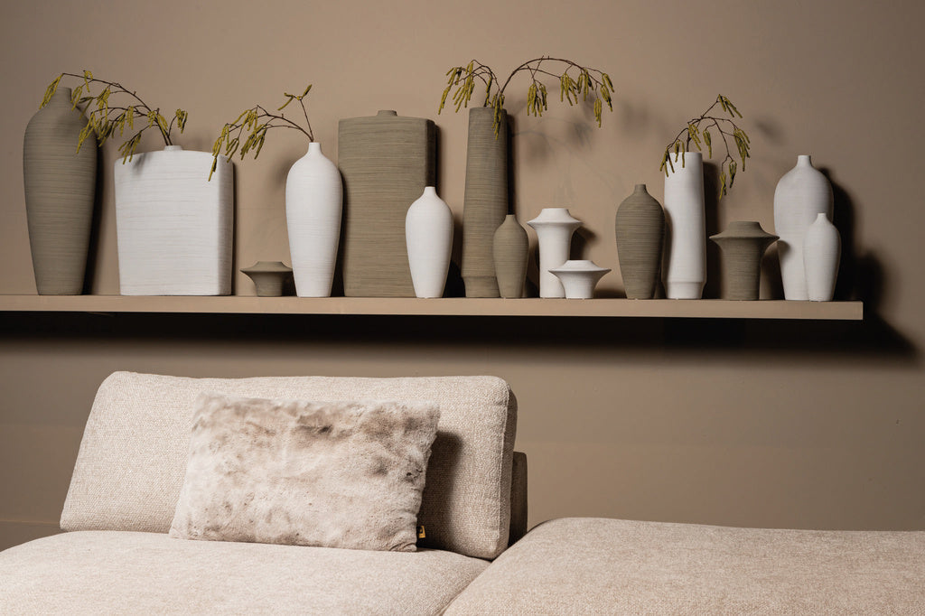 Janettee Beige rechthoekige keramische fles L - depauwwonen