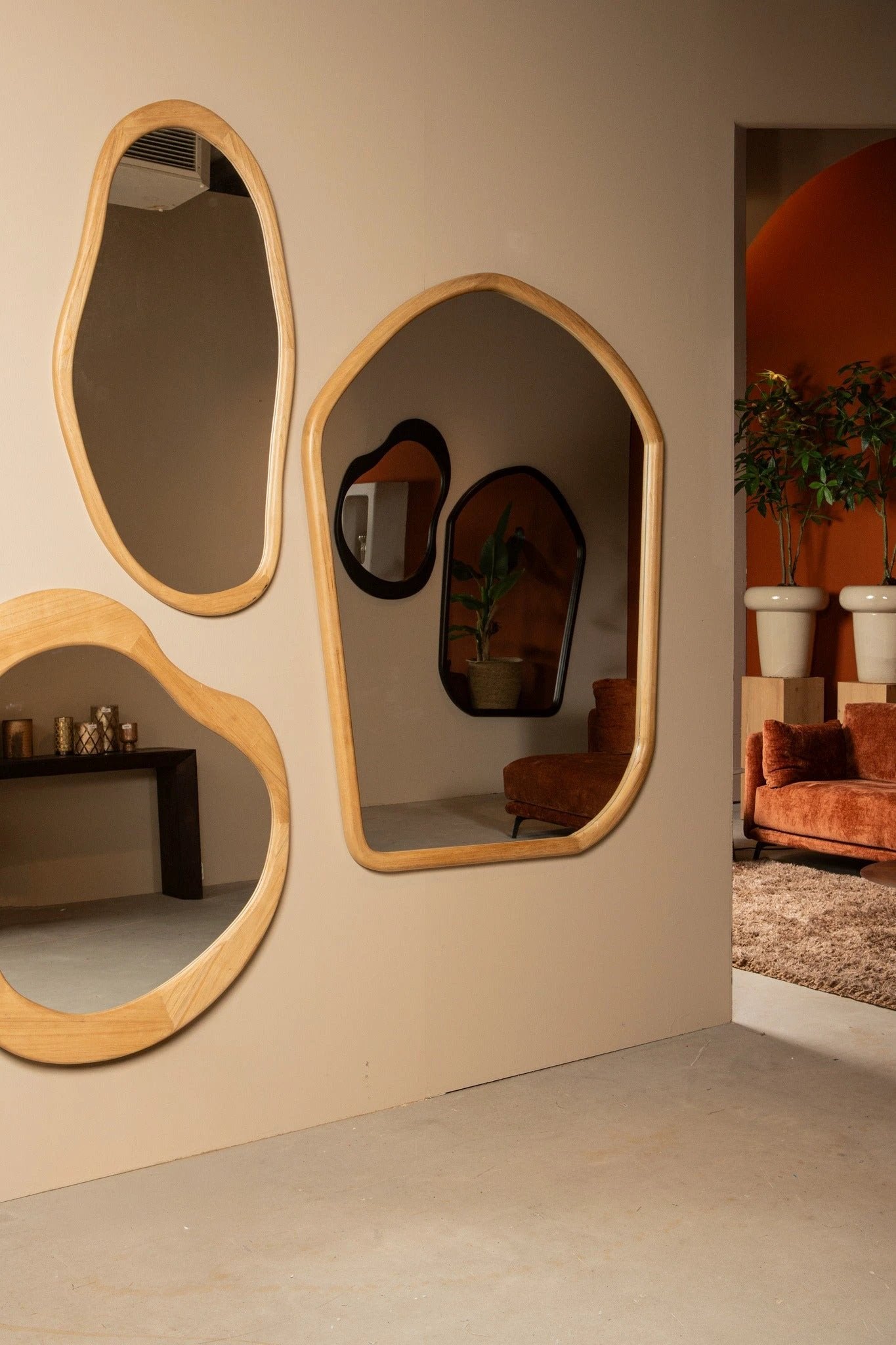 Barragh Natuurlijke Massief Houten Organische Spiegel Ovaal by PTMD