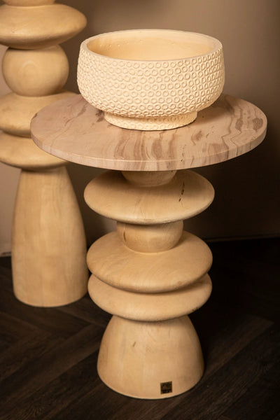 Callain Natuurlijke Mango Houten Bijzettafel Marmer S by PTMD