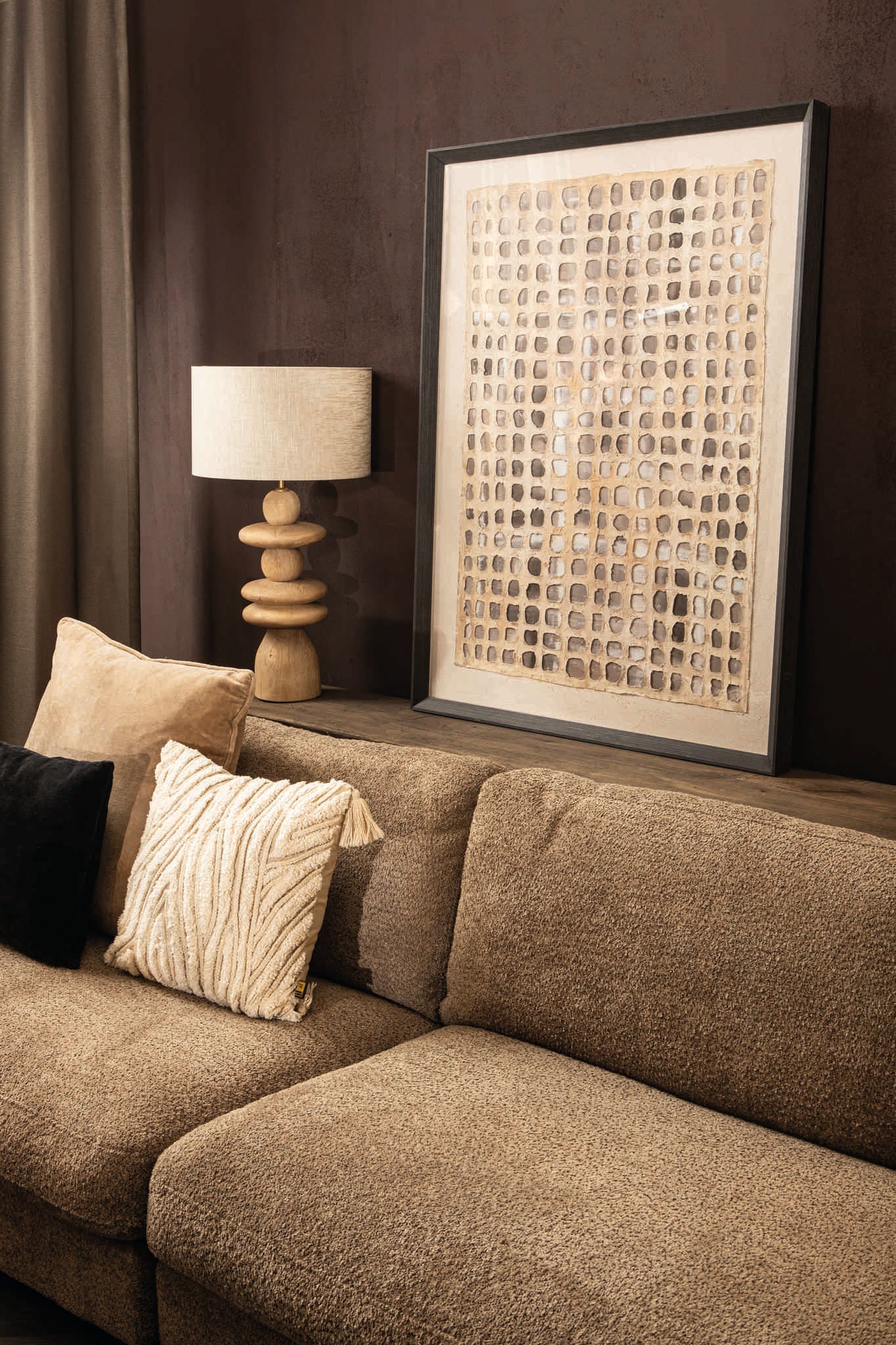 Callain Natuurlijke Mango Houten Tafellampvoet Rond - depauwwonen