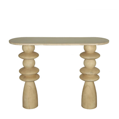 Callain Natuurlijke Mango Houten Wandtafel Marmer Ovaal by PTMD