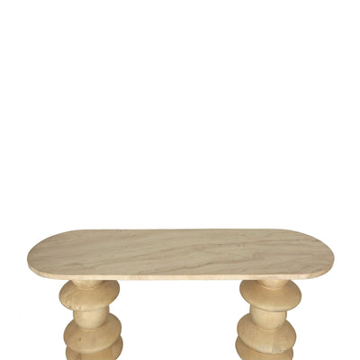 Callain Natuurlijke Mango Houten Wandtafel Marmer Ovaal by PTMD