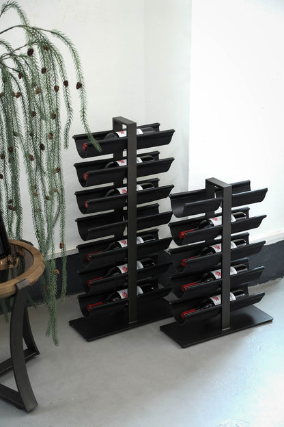 Davitt Zwart Stalen Wijnrek met PU Leren Houders S - depauwwonen