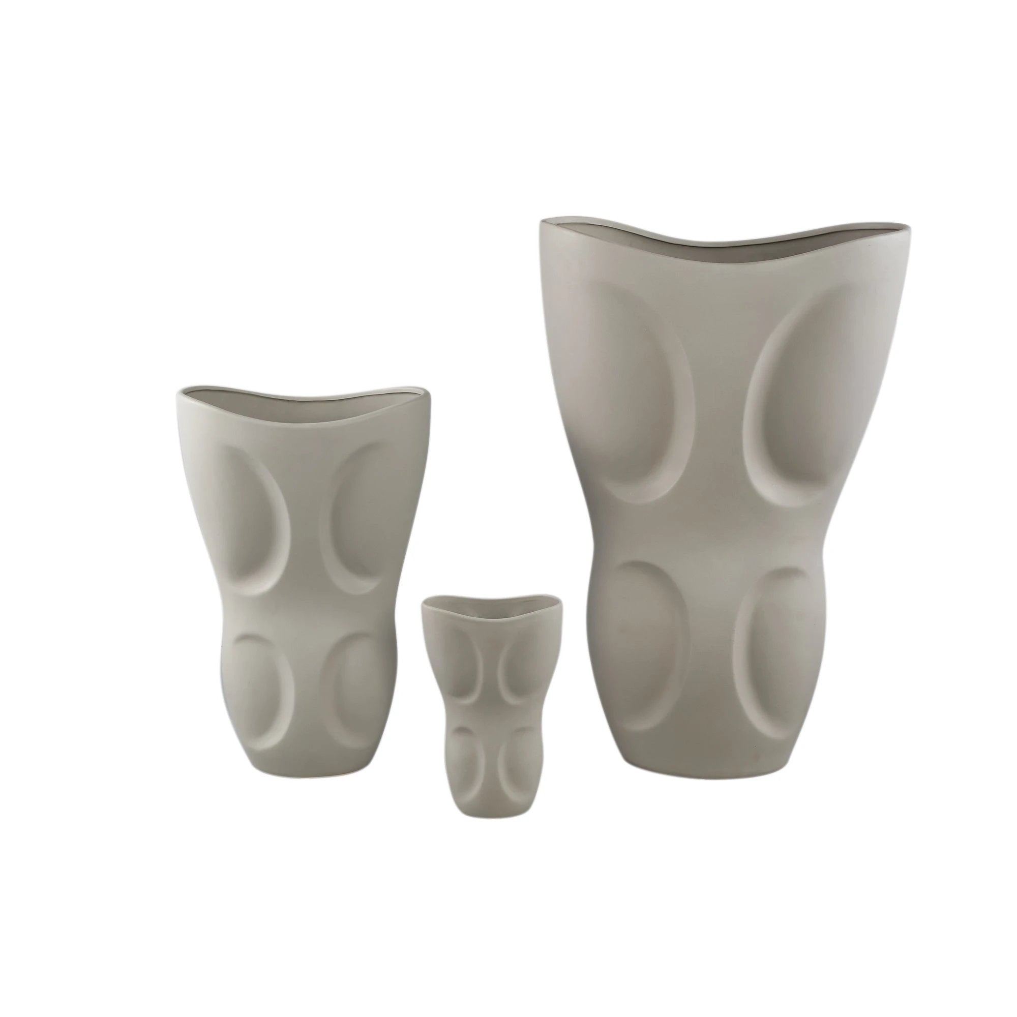 Dayna Grijze Ovale Keramische Vaas Met Patroon L by PTMD