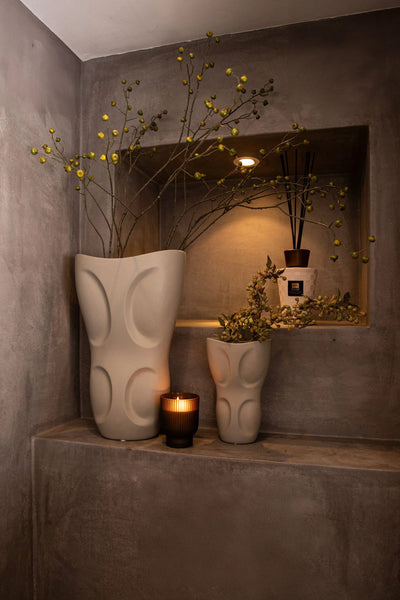 Dayna Grijze Ovale Keramische Vaas Met Patroon M by PTMD