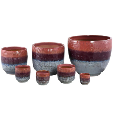 Elana Paarse Ronde Keramische Pot Ombre Patroon XXL by PTMD
