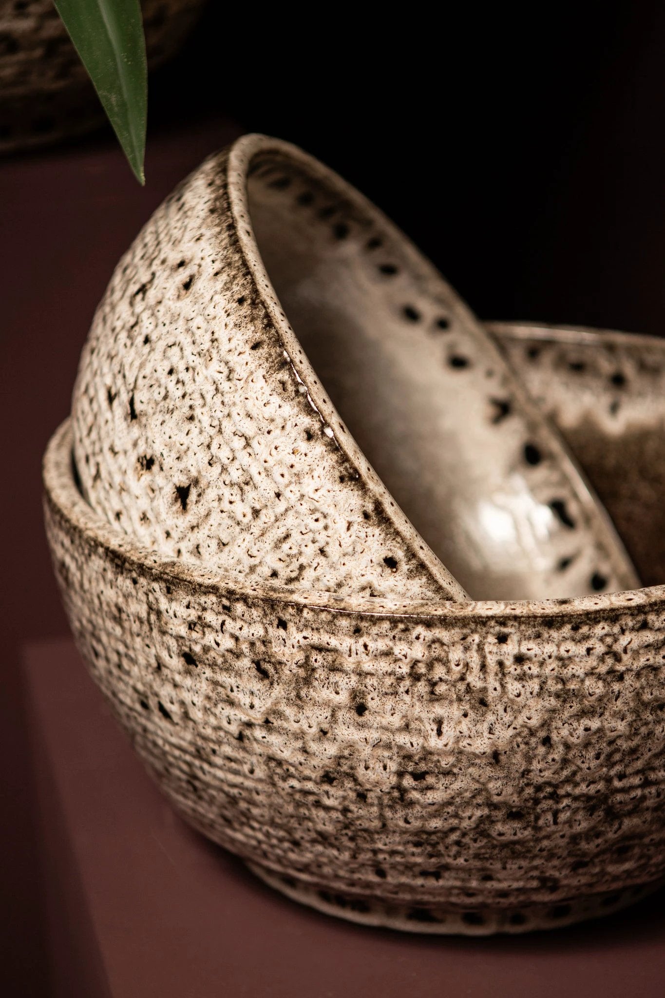 Elana Witte Ronde Keramische Kom Met Grijs Patroon M by PTMD