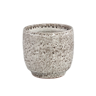 Elana Witte Ronde Keramische Pot Met Grijs Patroon L by PTMD