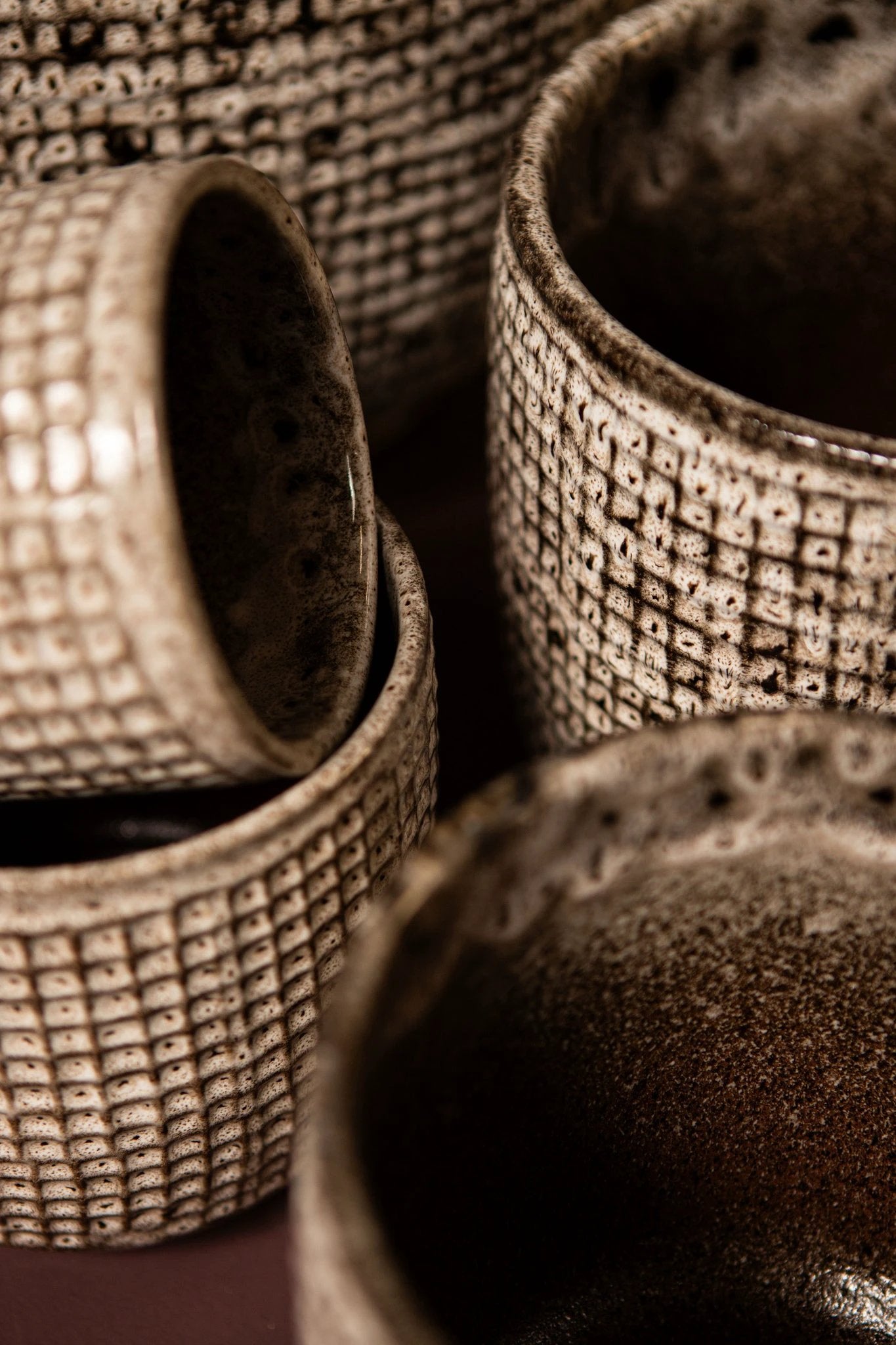 Elana Witte Ronde Keramische Pot Met Grijs Patroon L by PTMD