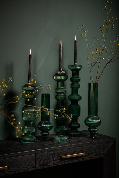 Galinda Donkergroene Glazen Kaarsenhouder L - depauwwonen