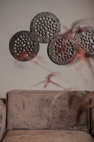 Geoffe Zilver Gegoten Aluminium Wandpaneel by PTMD