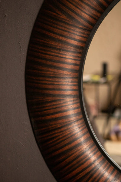 Gezzy Bruine Houten Spiegel Ø110cm by PTMD