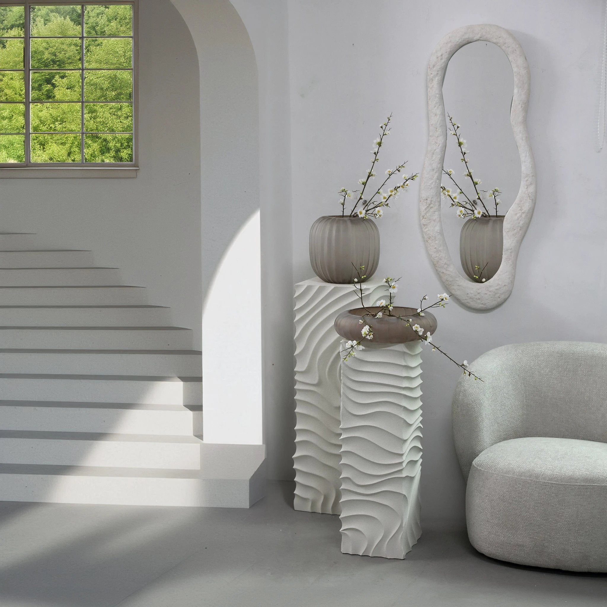 Isaiah Zuilen Golvend – Set van 2 in Wit MDF by PTMD