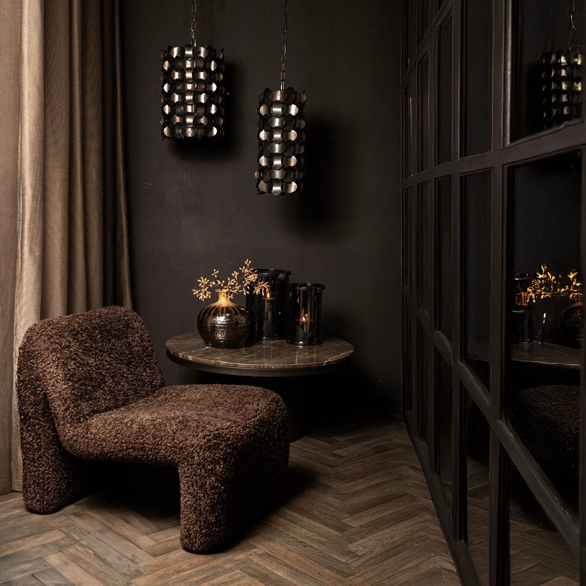 Jaye Zwarte IJzeren Hanglamp Cirkelpatroon Klein by PTMD