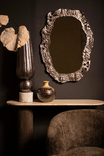 Kariss Bronzen Gegoten Alu Spiegel Ruwe Ovale Vorm by PTMD