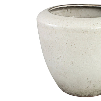 Kyleigh Beige Ronde Keramische Pot Glad Laag L by PTMD