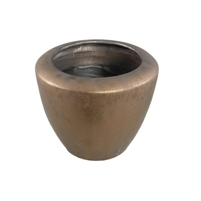 Kyleigh Bronzen Ronde Keramische Pot Glad Laag L by PTMD
