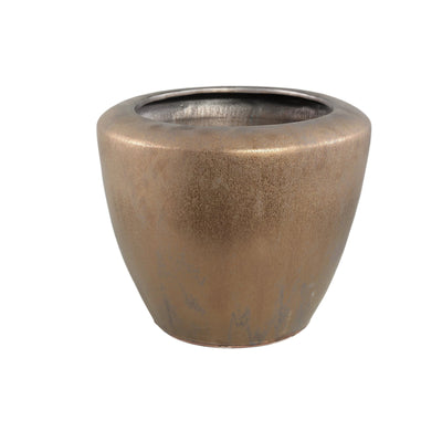 Kyleigh Bronzen Ronde Keramische Pot Glad Laag XL by PTMD