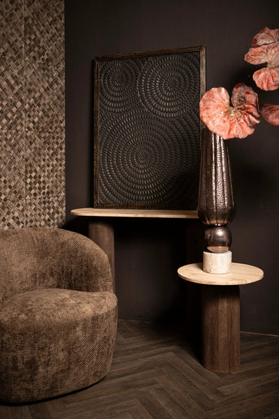 Levya Zwart Wandpaneel met Rond Patroon by PTMD