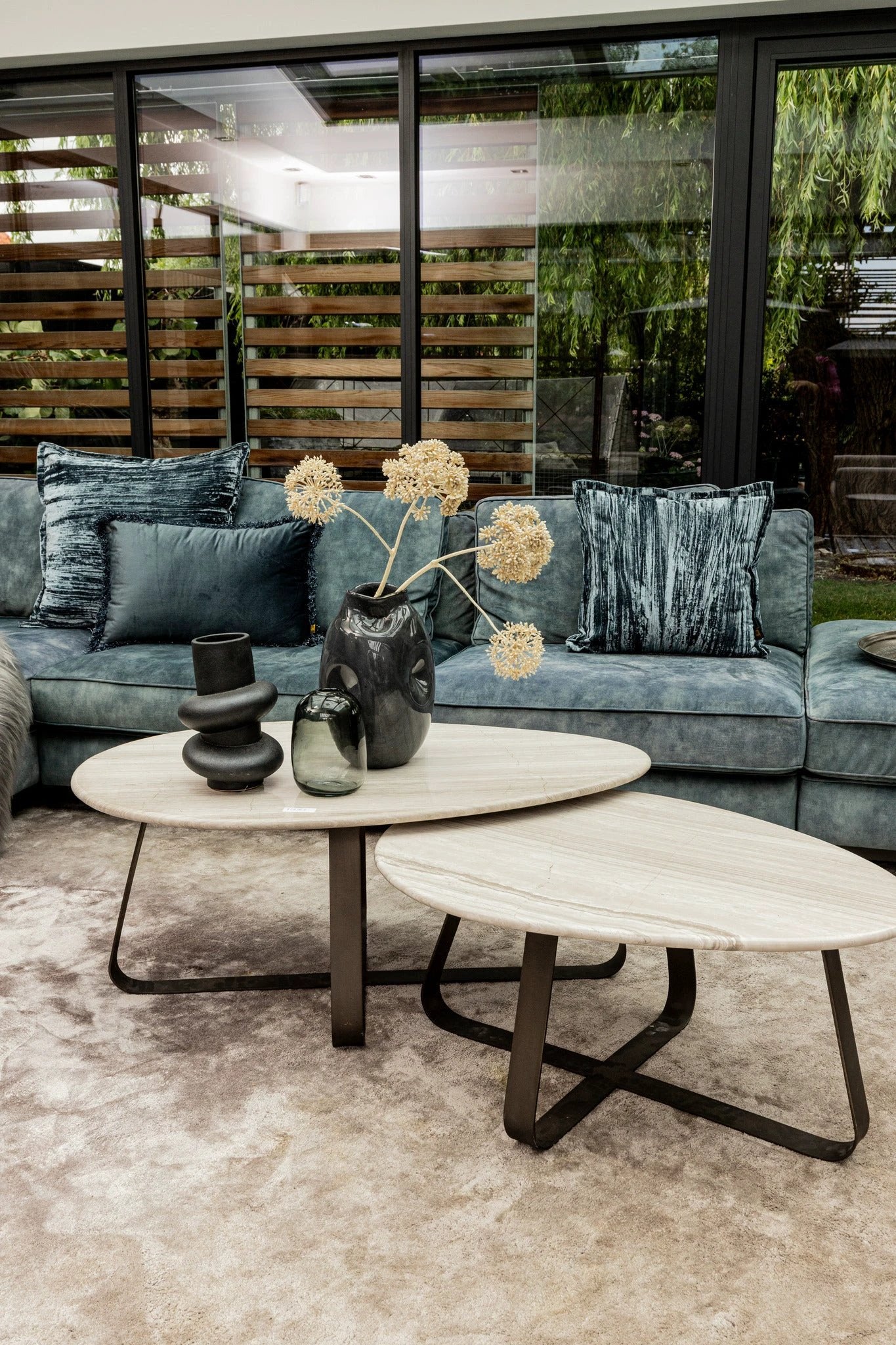 Muka Salontafel Hoog Donkergrijze Basis Wit Marmer by PTMD