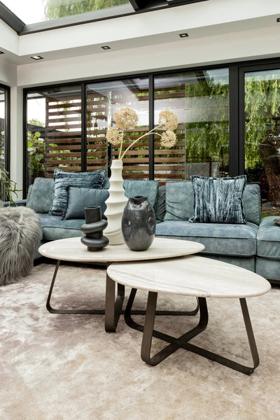 Muka Salontafel Hoog Donkergrijze Basis Wit Marmer by PTMD