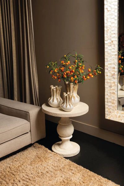 Muza Cream MgO Ronde Klassieke Bijzettafel by PTMD