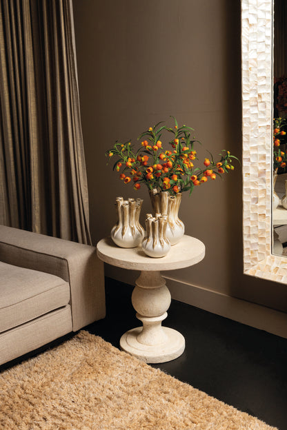 Muza Cream MgO Ronde Klassieke Bijzettafel - depauwwonen