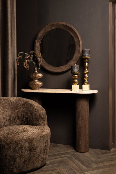 Noam Brown Mango Houten Ronde Spiegel S by PTMD