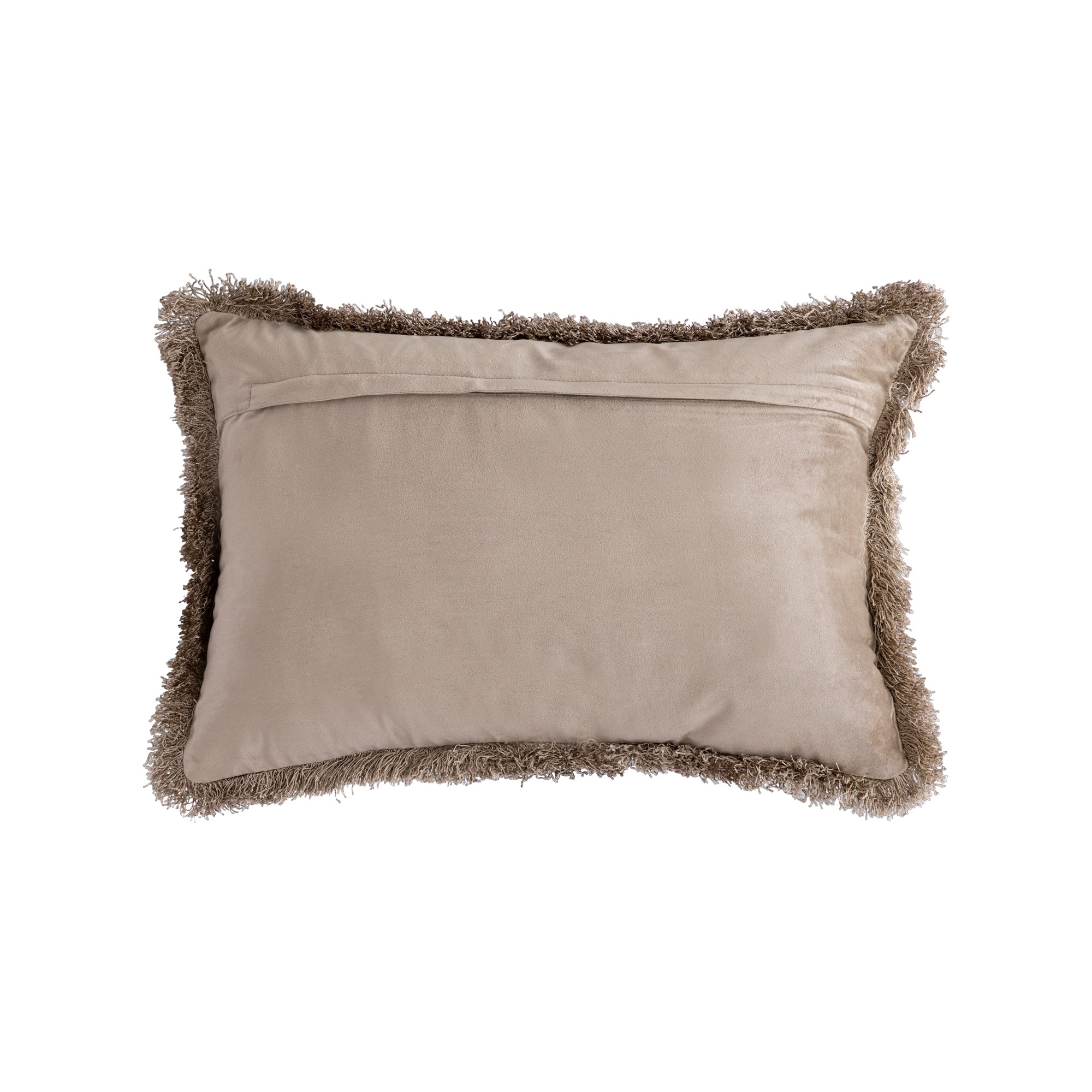 Nous Beige Velvet Kussen Met Franjes - depauwwonen