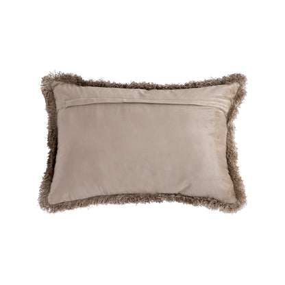 Nous Beige Velvet Kussen Met Franjes - depauwwonen
