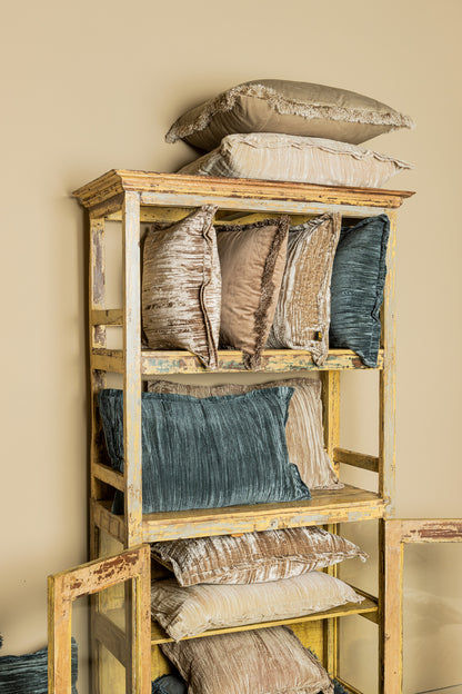 Nous Beige Velvet Kussen Met Franjes - depauwwonen