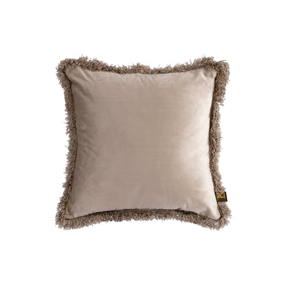 Nous Beige Velvet Kussen Met Franjes S - depauwwonen