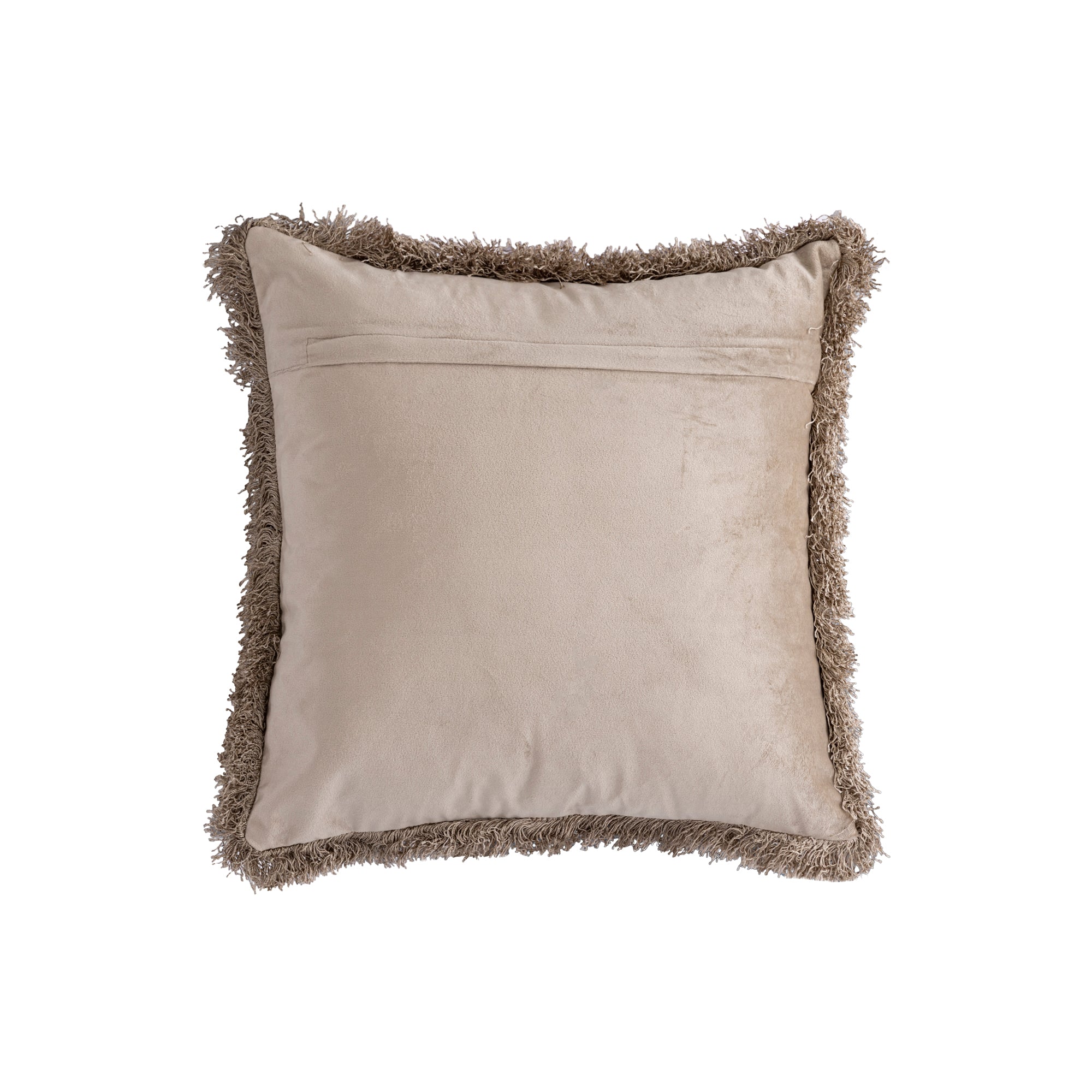 Nous Beige Velvet Kussen Met Franjes S - depauwwonen
