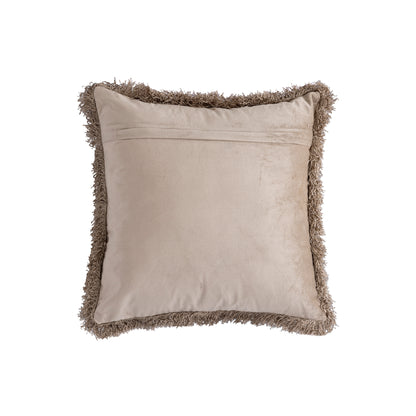Nous Beige Velvet Kussen Met Franjes S - depauwwonen