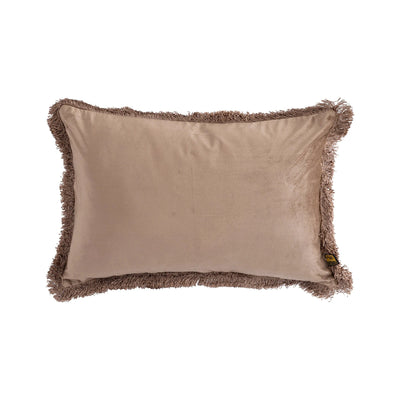Nous Taupe Velvet Kussen Met Franjes by PTMD