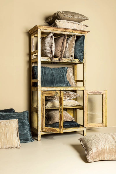 Nous Taupe Velvet Kussen Met Franjes by PTMD