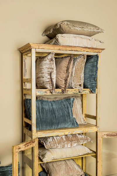 Nous Taupe Velvet Kussen Met Franjes by PTMD