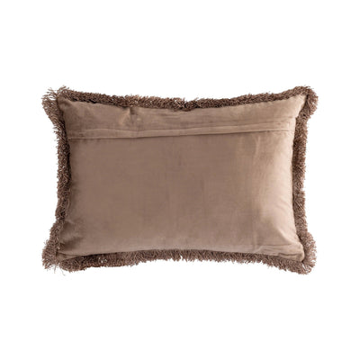Nous Taupe Velvet Kussen Met Franjes by PTMD