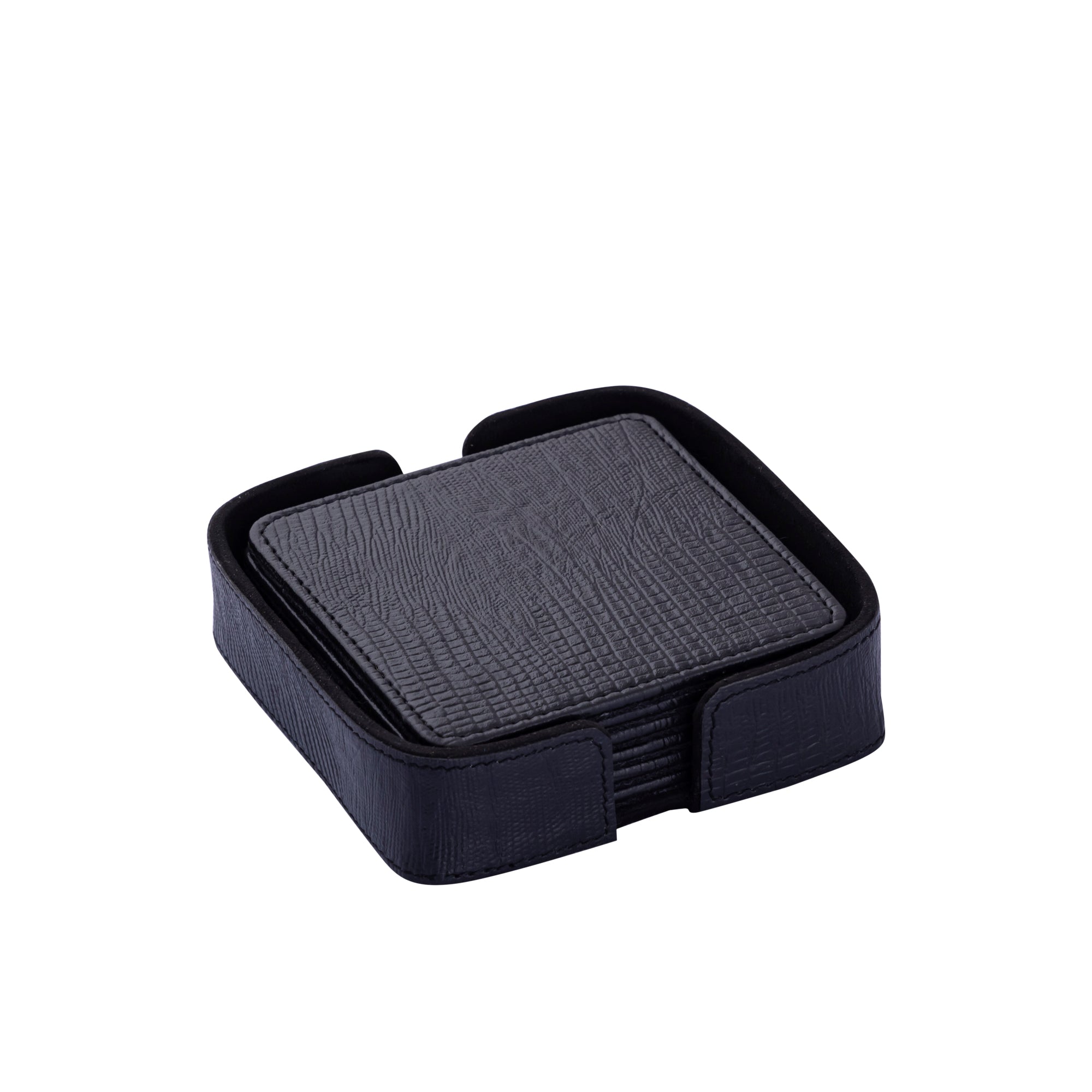 Onderzetters Rafal Zwart Vierkant - Vegan Leer (Set van 6) - depauwwonen