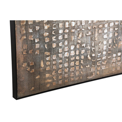 Pathe Bruine Canvas Schilderij Ruw Patroon Vierkant by PTMD