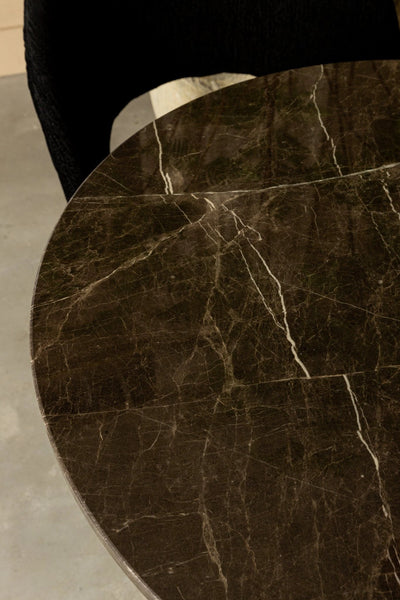 Plaza Bistrotafel Rond Bruin Marmer Taupe Basis by PTMD