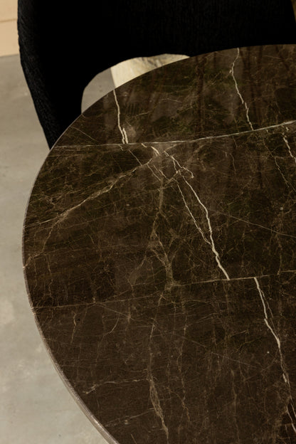 Plaza Bistrotafel Rond Bruin Marmer Taupe Basis - depauwwonen