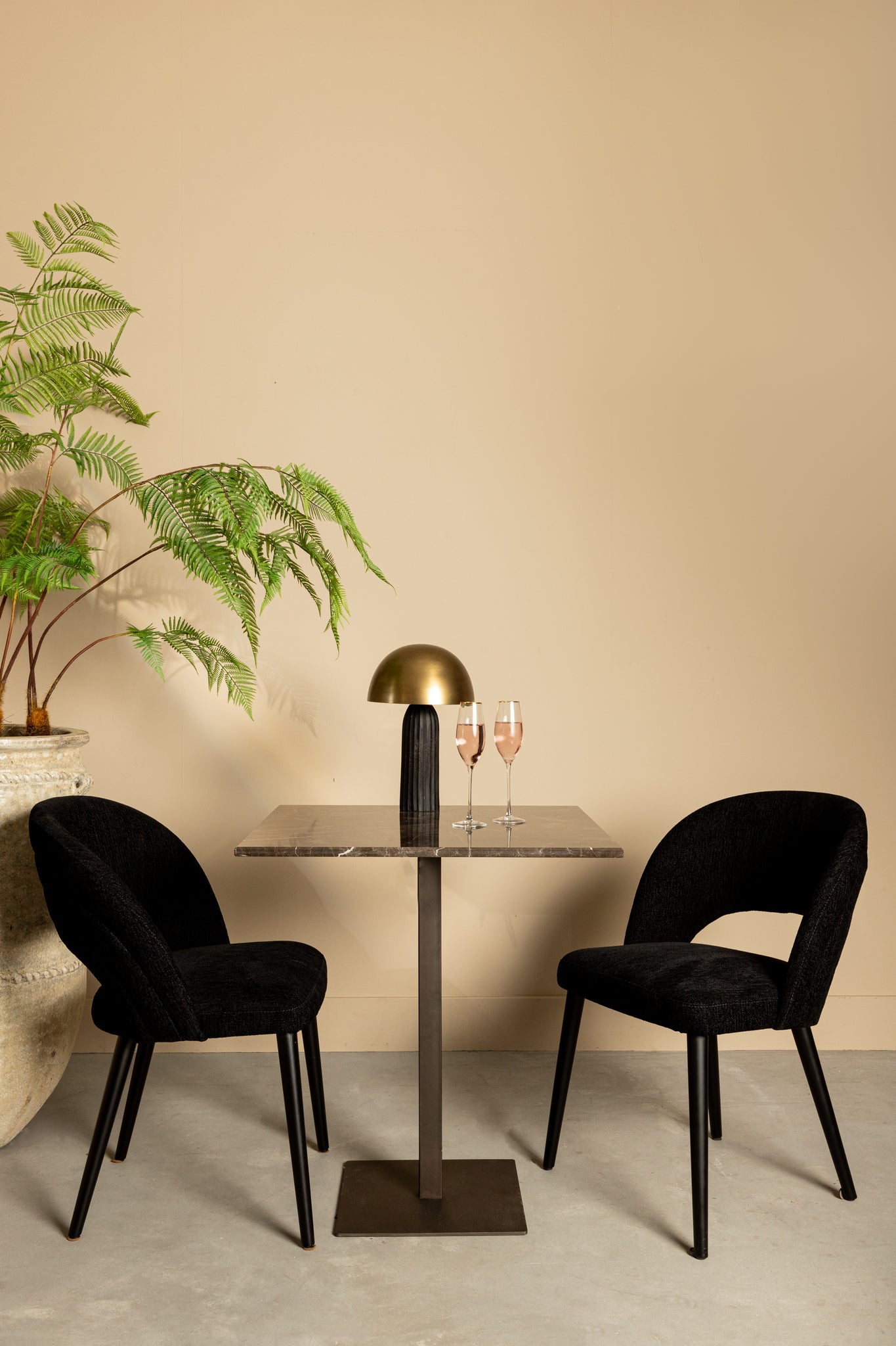 Plaza Bistrotafel Vierkant Bruin Marmer Taupe Voet - depauwwonen