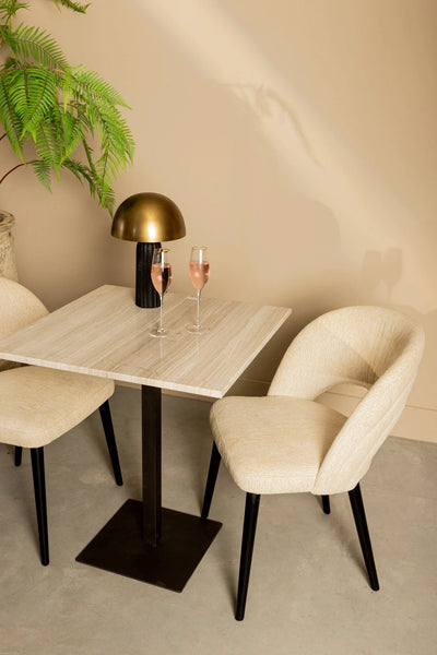 Plaza Bistrotafel Vierkant Wit Marmer Taupe Basis by PTMD