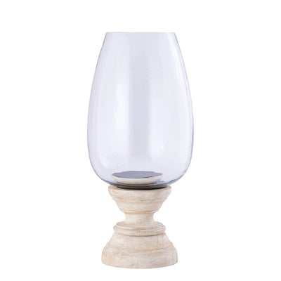 Qez Windlicht XL – Crèmekleurig Mangohout & Helder Glas by PTMD