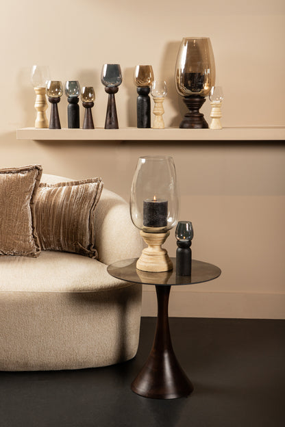 Qez Windlicht XL – Crèmekleurig Mangohout & Helder Glas - depauwwonen