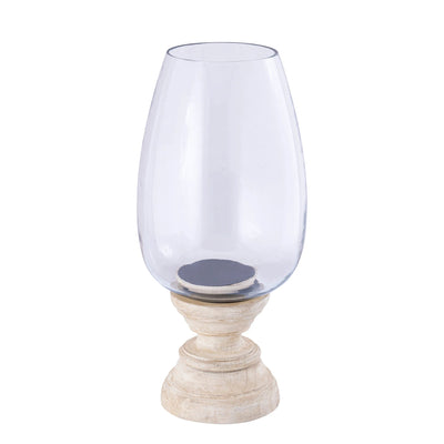 Qez Windlicht XL – Crèmekleurig Mangohout & Helder Glas by PTMD
